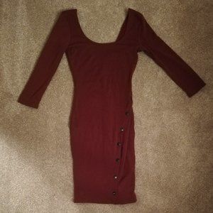 Ribbed Bodycon Sweater Dress with Buttons